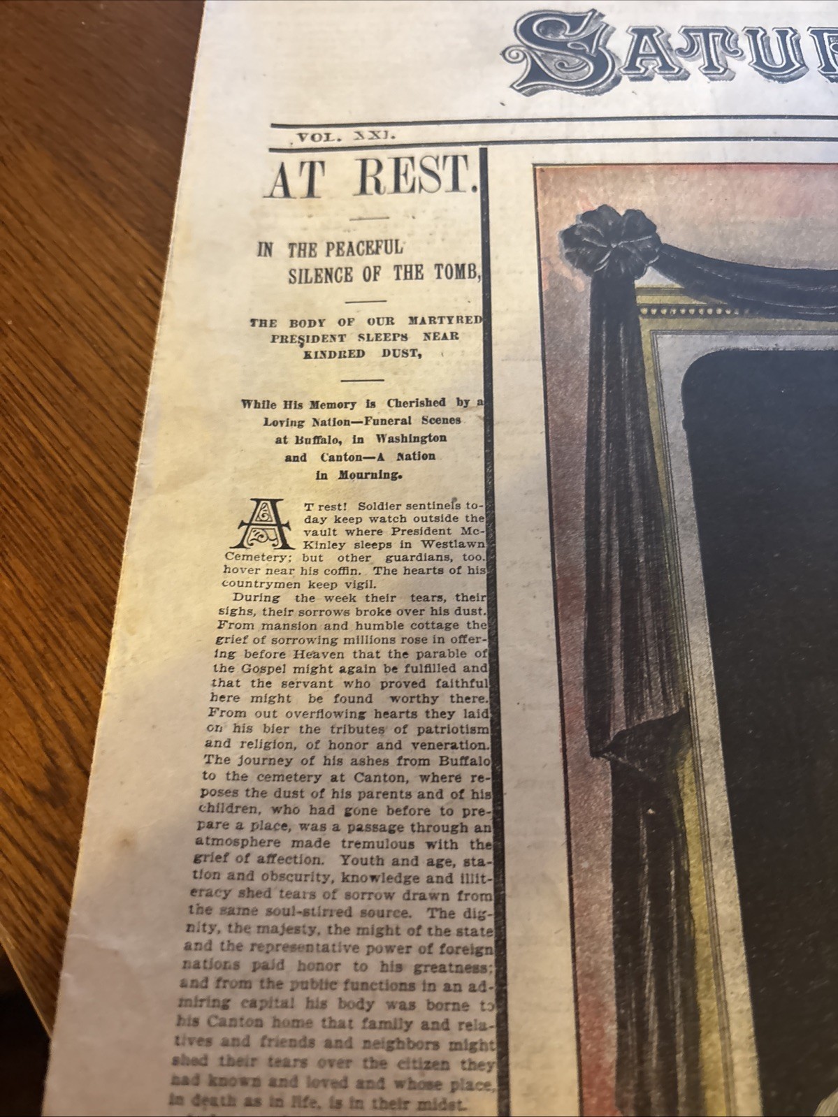 Newspaper President McKinley Burial 9/21 1901Utica Saturday Globe Auburn Edition