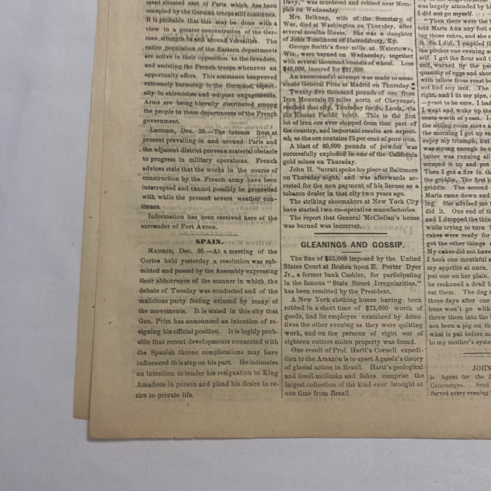 The Daily Chronicle Newspaper ~ Allentown PA, December 30, 1870