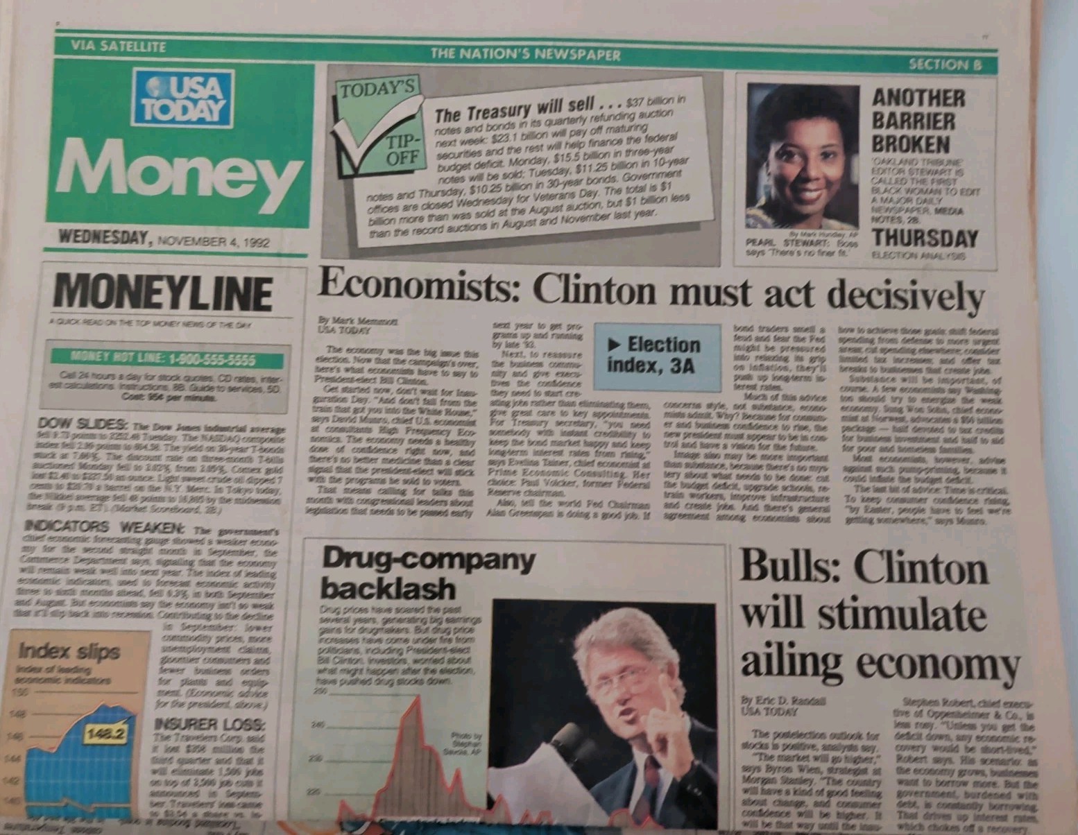 Bill Clinton Elected President USA Today Newspaper November 4, 1992 Full Edition