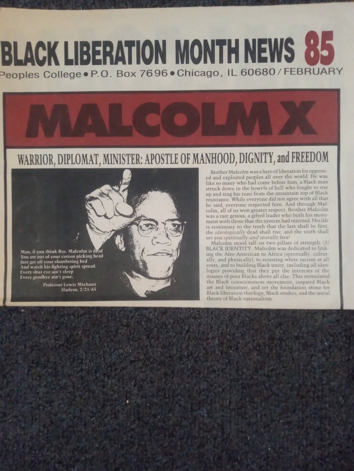 Black liberation month news February 1985