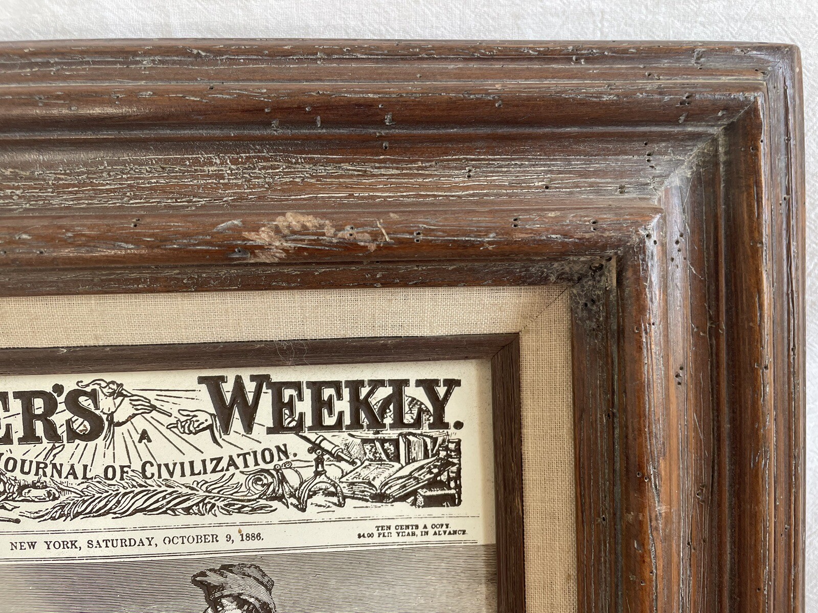 1886Harper’s Weekly Magazine Cover Page Engraved/Texture Art by Remington Framed