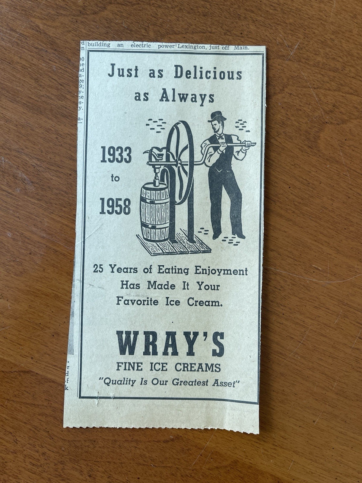 Wray’s Fine Ice Creams 1958 Newspaper Ad Clipping Elkhart Indiana