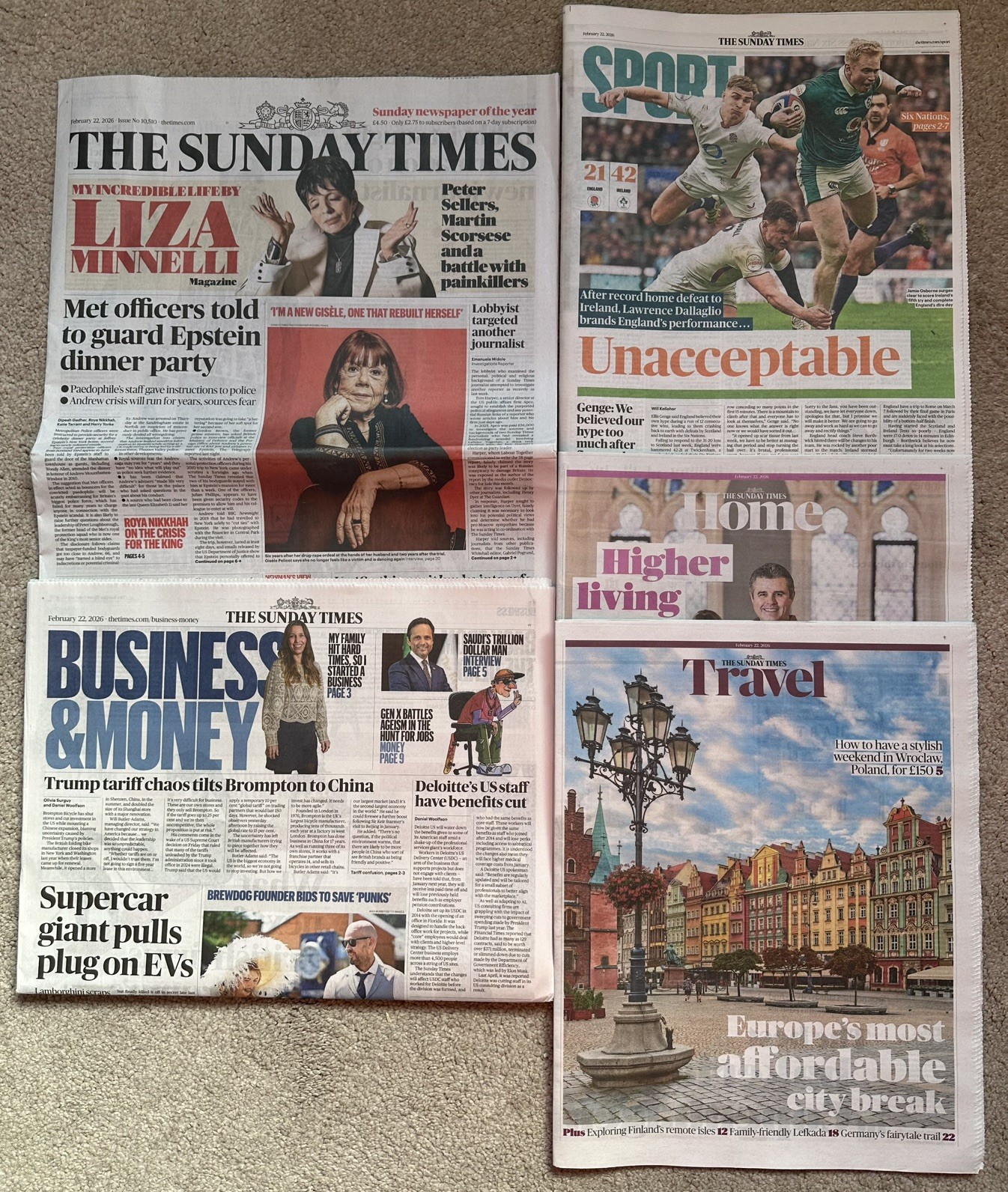 The Sunday Times 22nd February 2026 22/2/26 Ireland Beat England,Gisele Pelicot