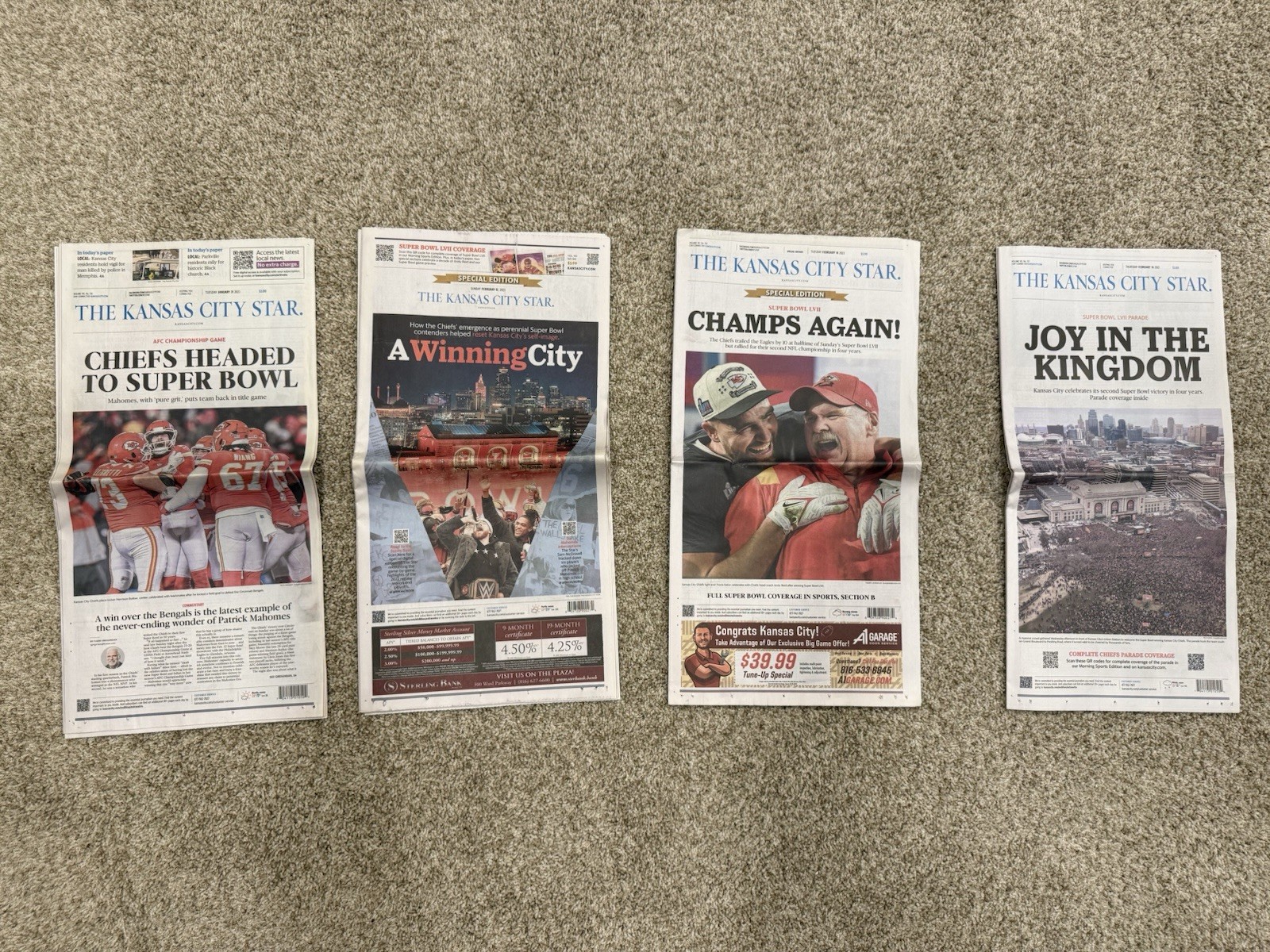 KC Chiefs Super Bowl LVII 2023 Newspaper Set – KC Star – vs. Chiefs vs. Eagles
