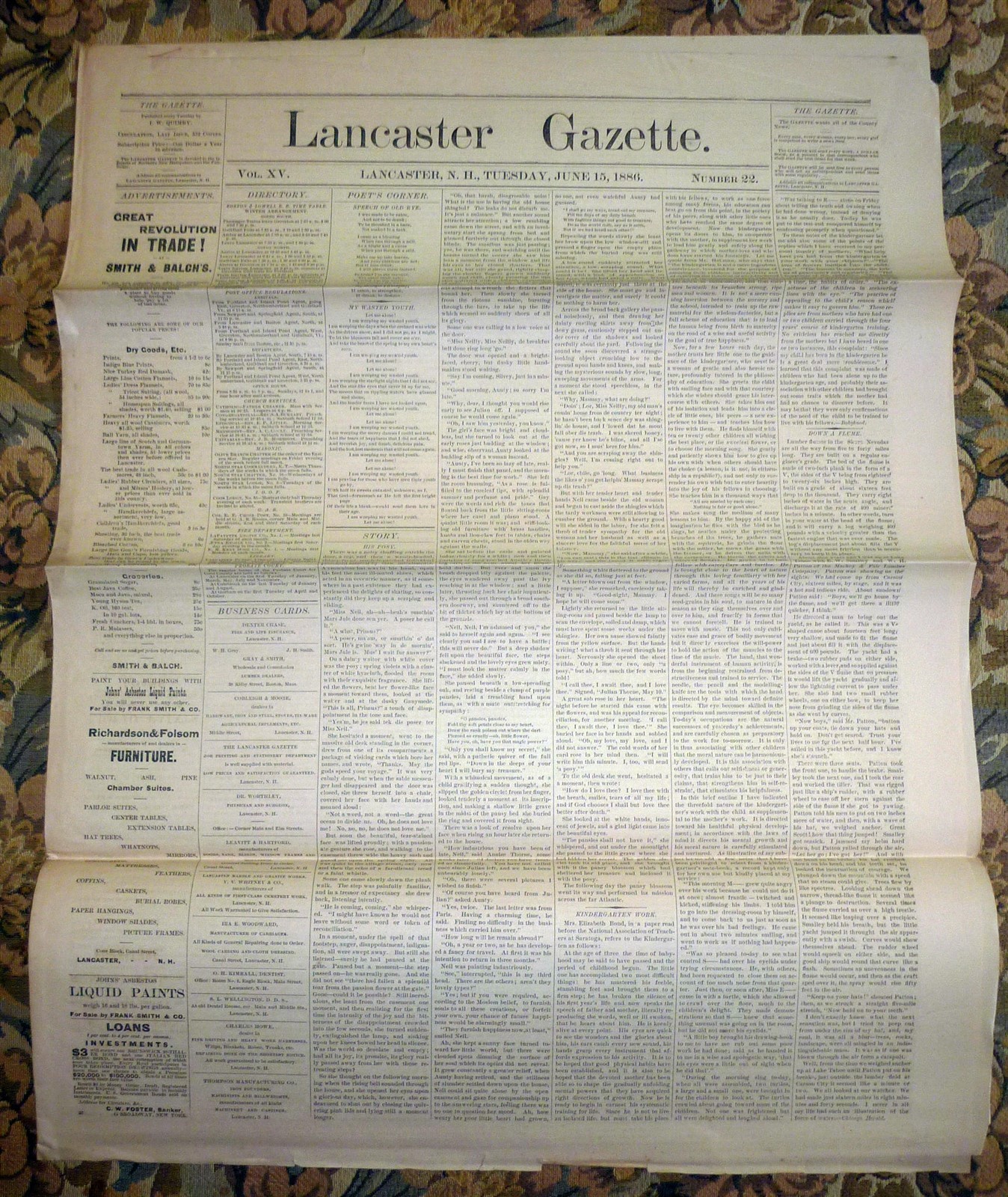 Lancaster, New Hampshire Gazette Newspaper – June 15, 1886