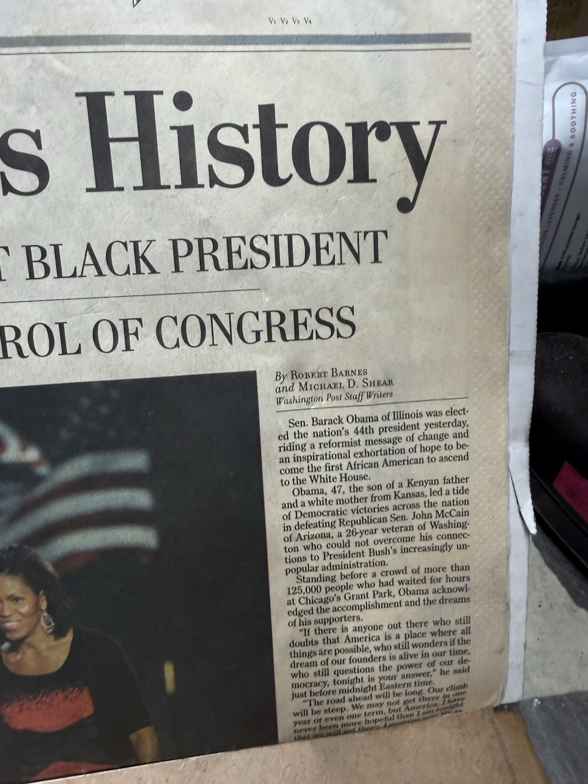 The Washington Post November 5 2008 Commemorative Edition “Obama Makes History”