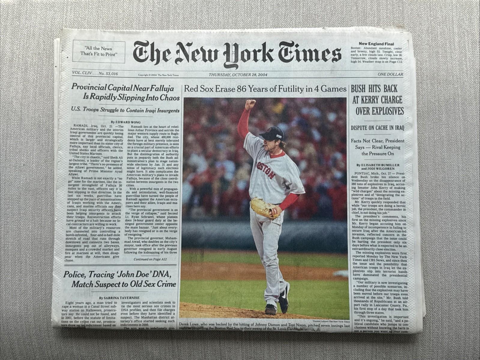 New York Times October 28 2004 Red Sox Erase 86 Years of Futility Full Paper