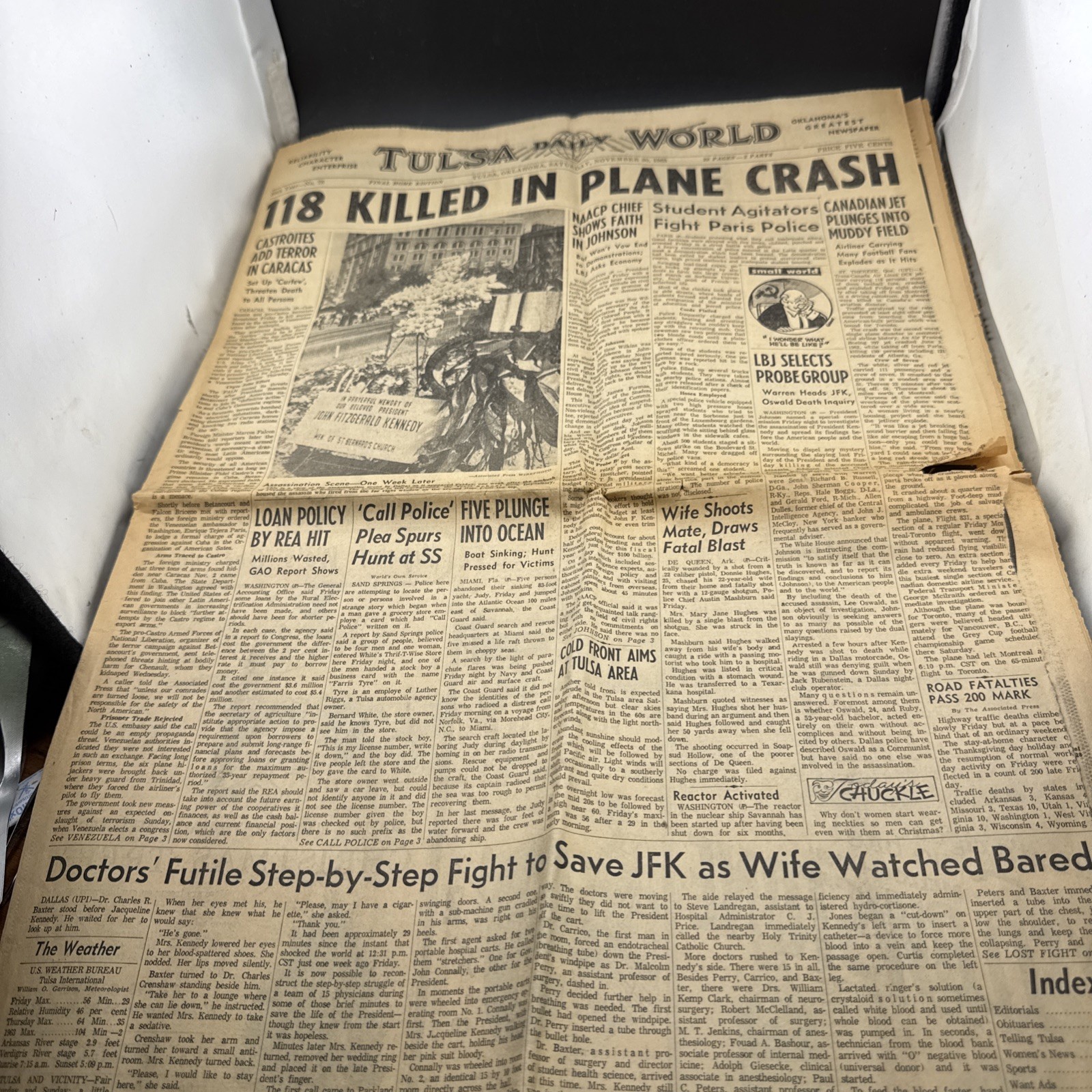 Complete Tulsa Daily World Nov 30 1963 JFK Plane Crash 118 Killed Historic News