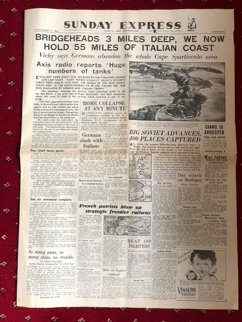 Italy Invaded Newspaper 1943