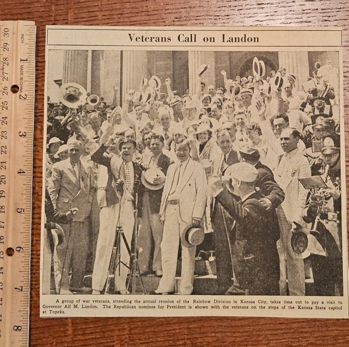 VETERANS CALL ON LANDON RAINBOW DIVISION from 1936 Philadelphia Newspaper