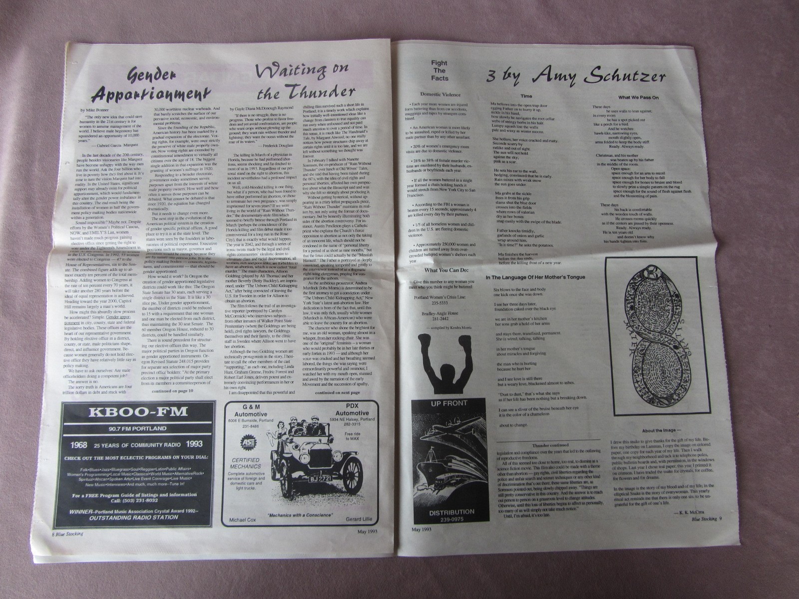 1993 Blue Stocking Newspaper Vol 1 # 5 * Feminist Radical Commentary Portland OR