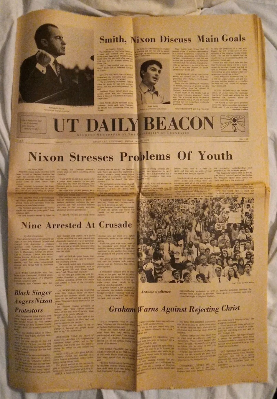 UT Daily Beacon, Student Newspaper of the University of Tennessee. May 29, 1970