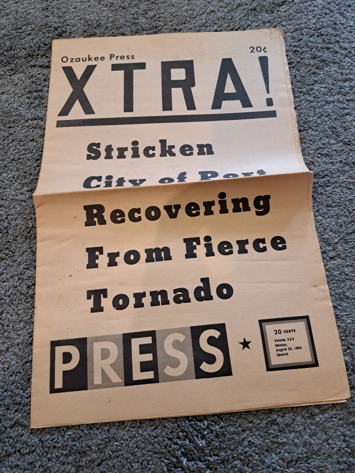 1964 Ozaukee Press Newspaper Port Washington Wisconsin Tornado Coverage