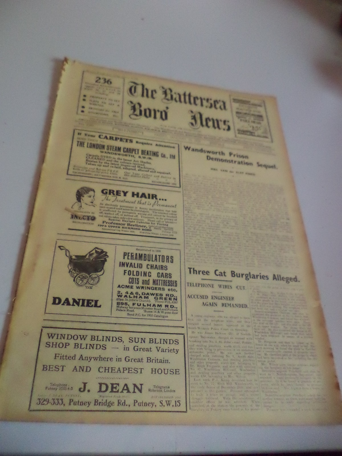 the battersea boro’ news old antique 1930s newspaper jan 1936 putney london