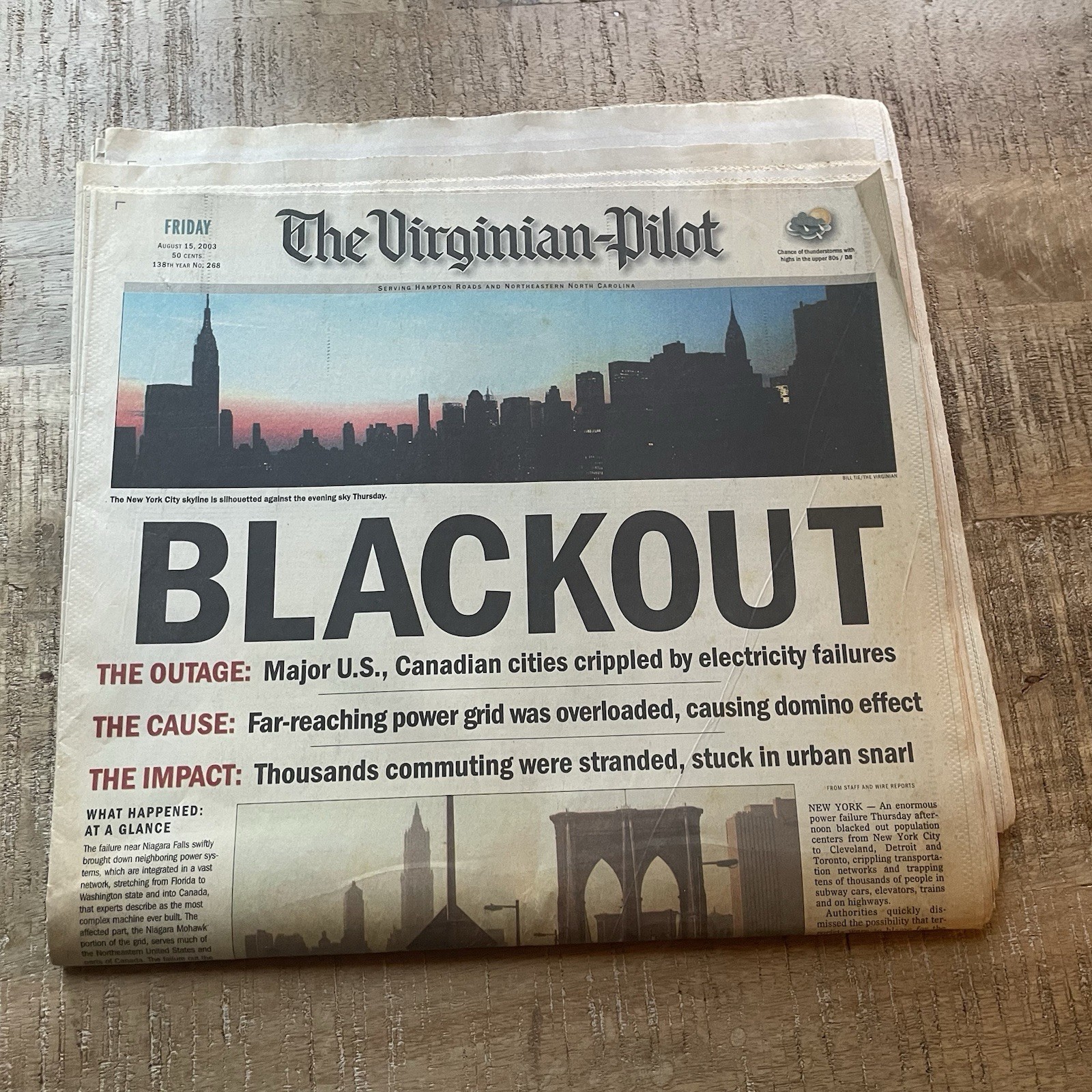 The Virginia-Pilot August 15, 2003 Blackout Full Newspaper