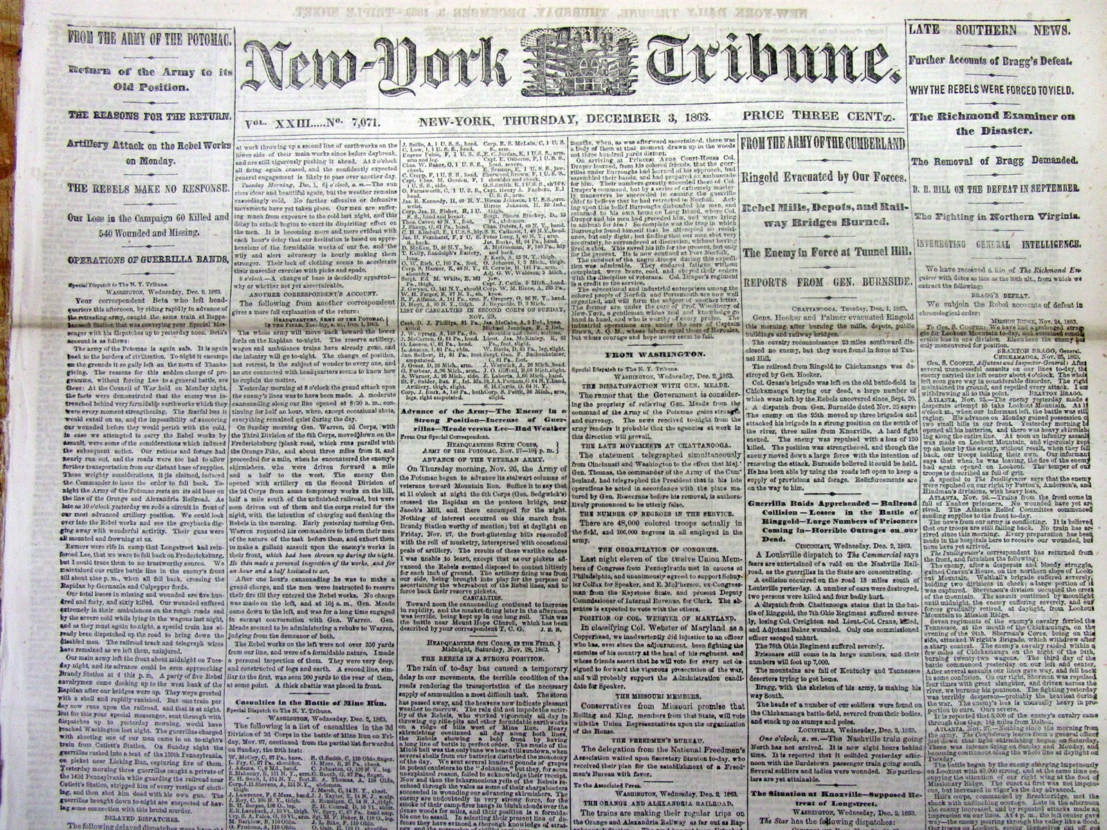 2 1863 Civil War newspapers CHATTANOOGA CAMPAIGN w UNION VICTORY in Tennessee