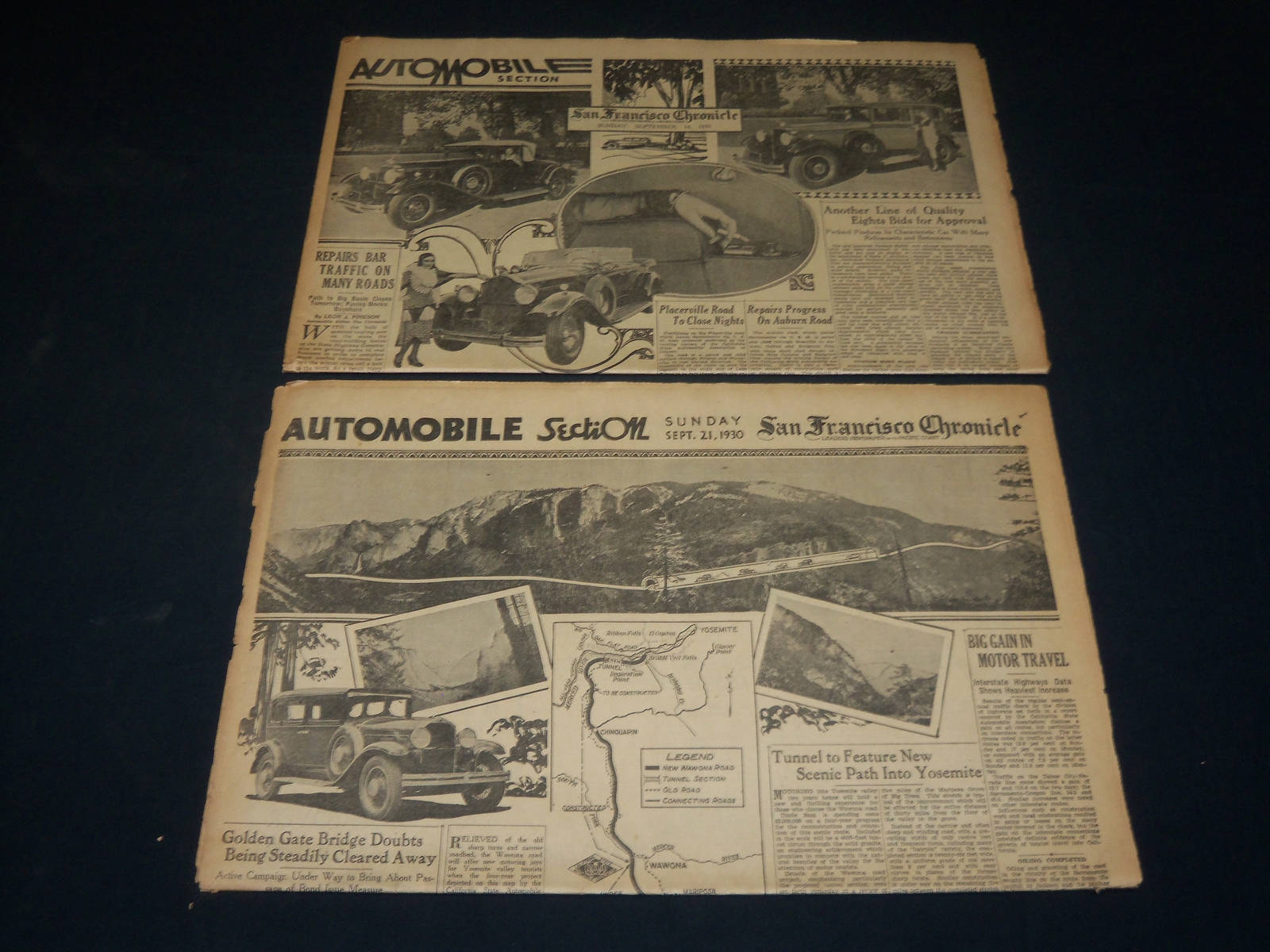 1930 SAN FRANCISCO CHRONICLE SUNDAY AUTOMOBILE SECTION LOT OF 2 – NP 5088