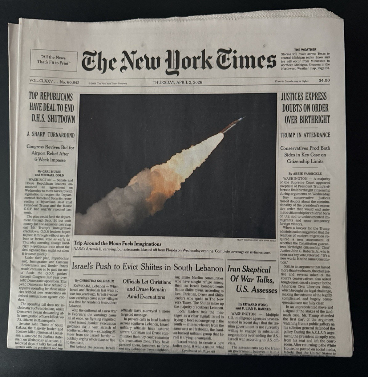 The New York Times Newspaper LOT/12 April 1 2 3 4 5 6 7 8 9 10 11 12 -2026 NEW