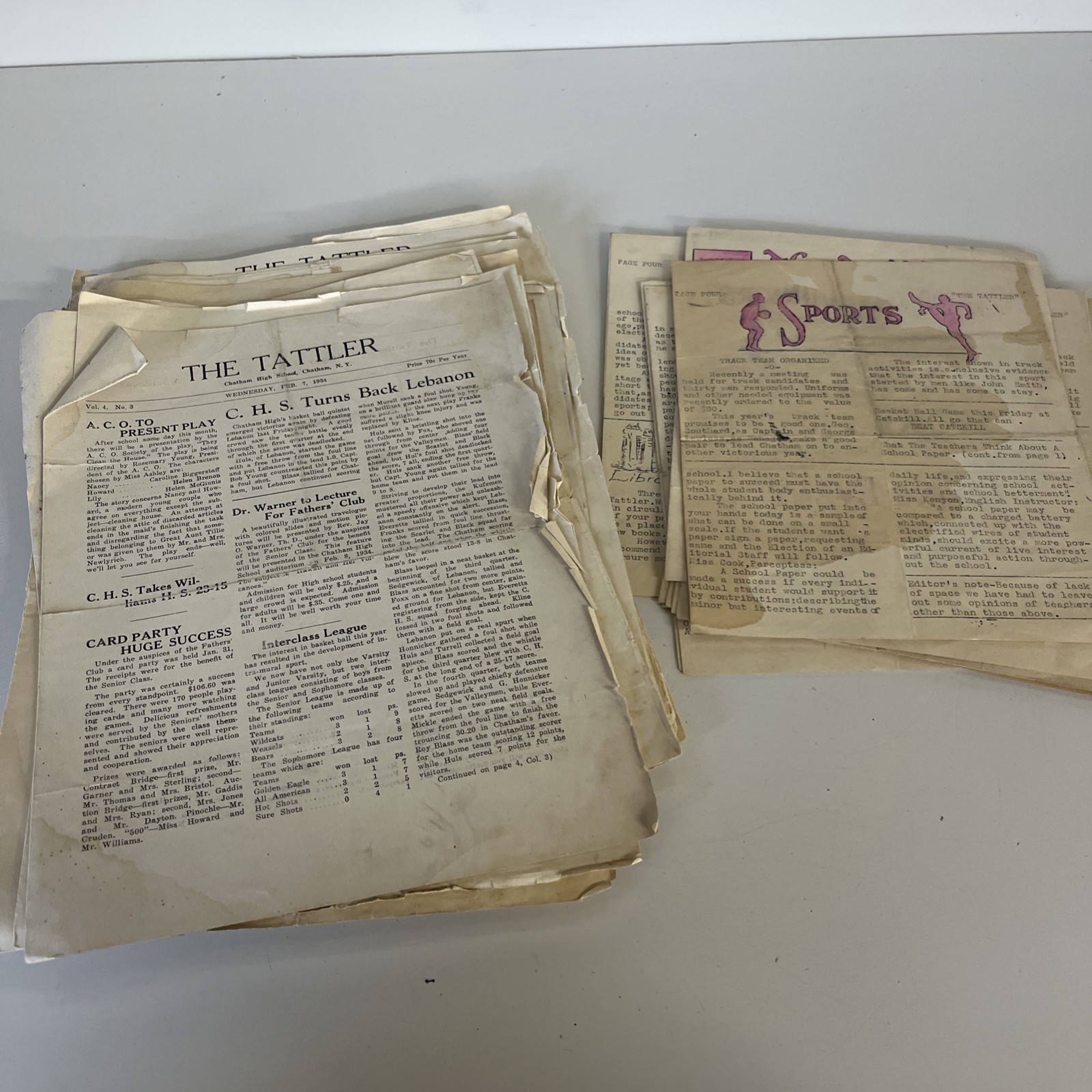 Lot 30+ High School Newspapers The Tattler 1930-1934 Chatham NY Columbia County