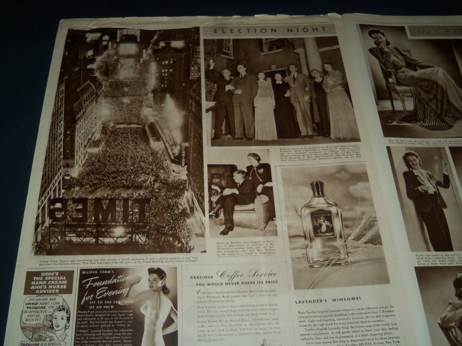 1940 NOV 10 NEW YORK TIMES PICTURE SECTION – FRANKLIN DELANO ROOSEVELT – NT 7365