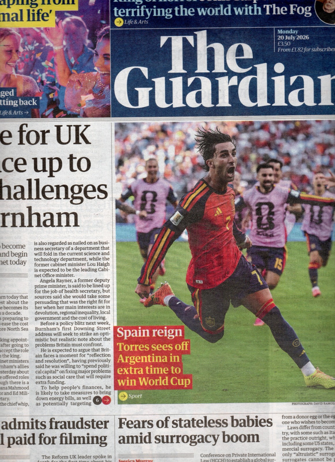 The Guardian – July 20 2026 – Spain’s World Cup 2026 Win, Andy Burnham