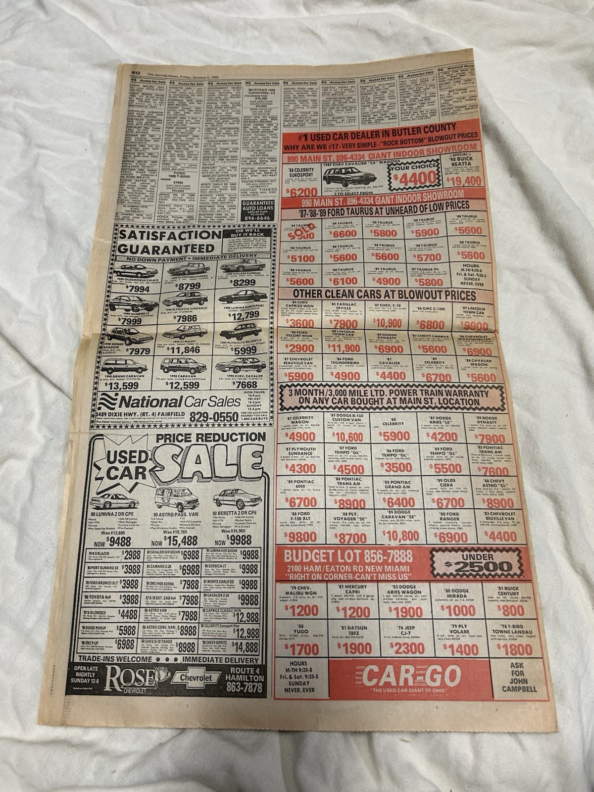 Sports Section Cincinnati Enquirer Oct. 5, 1990 – Buc’s win First Game over Reds