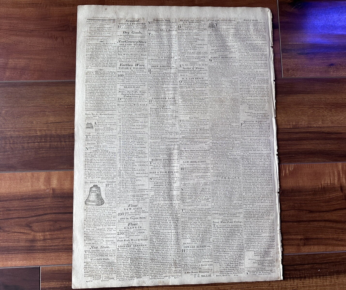 1826 Death Of King VI Of Portugal Portsmouth New Hampshire Antique Newspaper