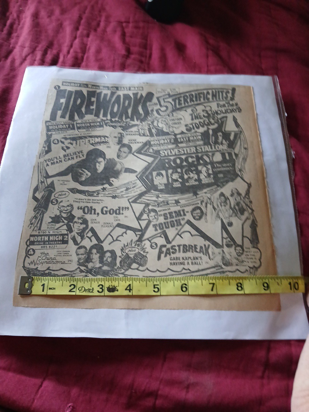 VERY COOL DRIVE IN Newspaper AD 1979 SUPERMAN ROCKY 2 OH GOD THE 3 STOOGES VTG