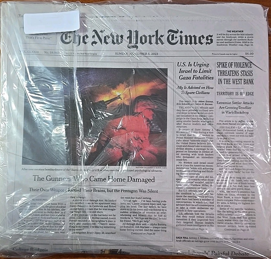 The New York Times Sunday Edition Sealed & Unopened Newspaper: Nov. 05, 2023