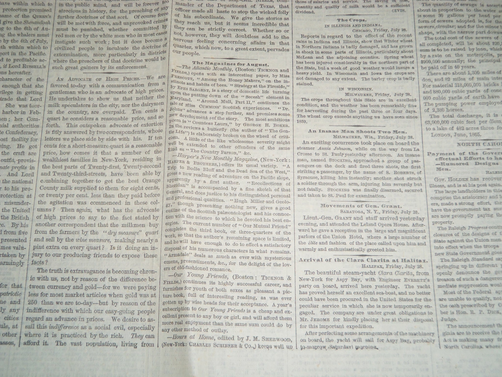 1865 JULY 29 NEW YORK TIMES NEWSPAPER – TENNESSEE UNDER MARTIAL LAW – NP 3992