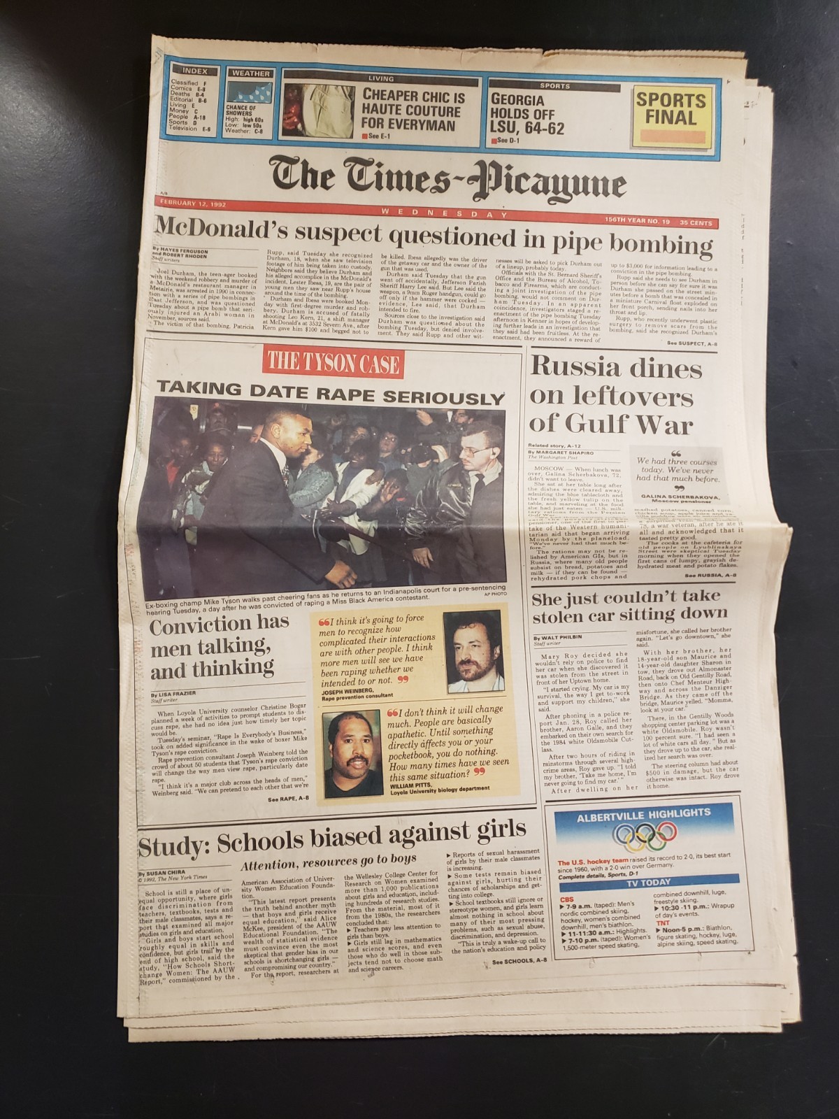 1992 Mike Tyson Rape Case, Iraq War, McDonald’s Murder Case Newspaper