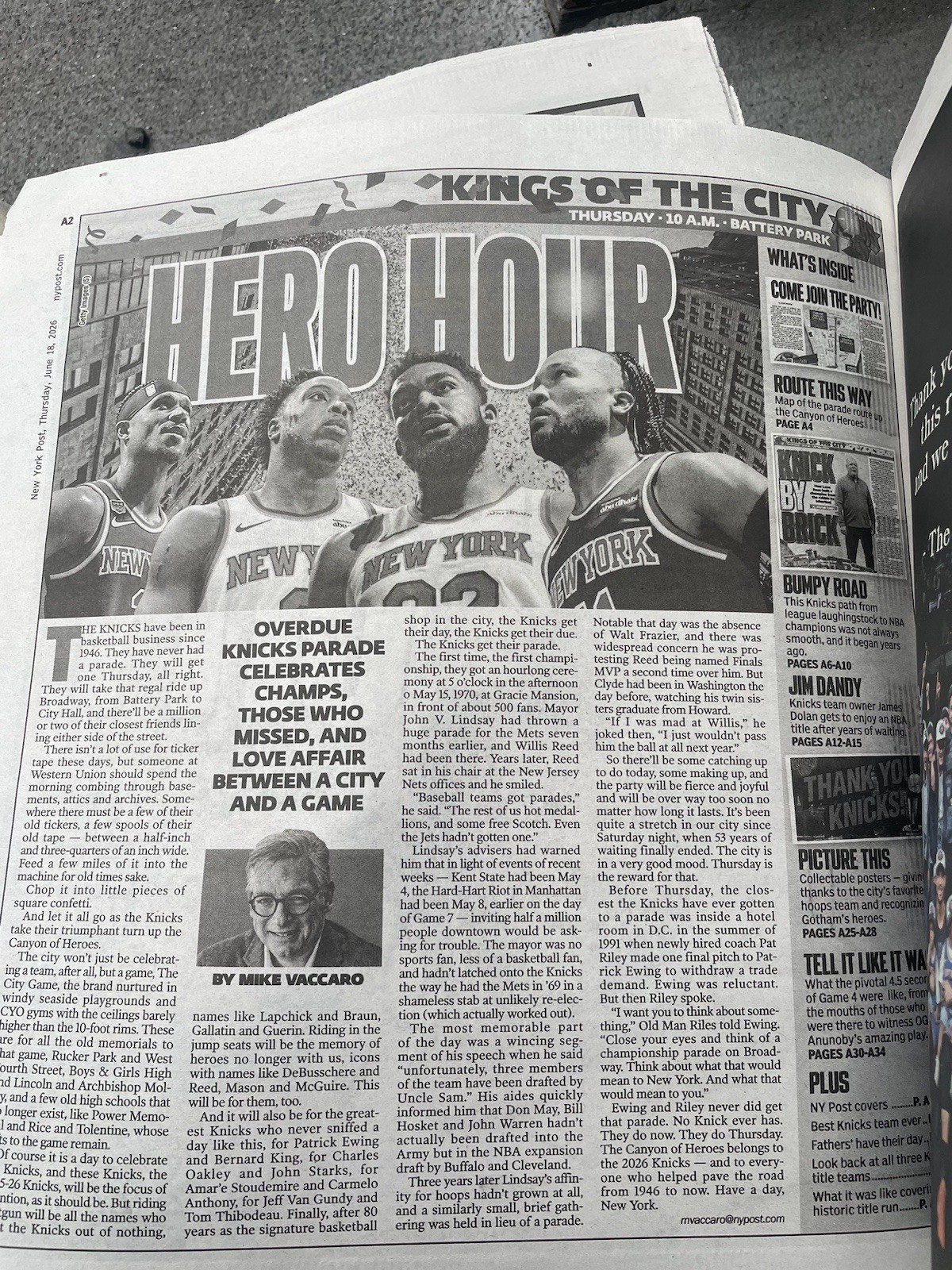 New York Knicks 6/18/26 Kings Of The City NY Post Paper Brunson Knick York Post