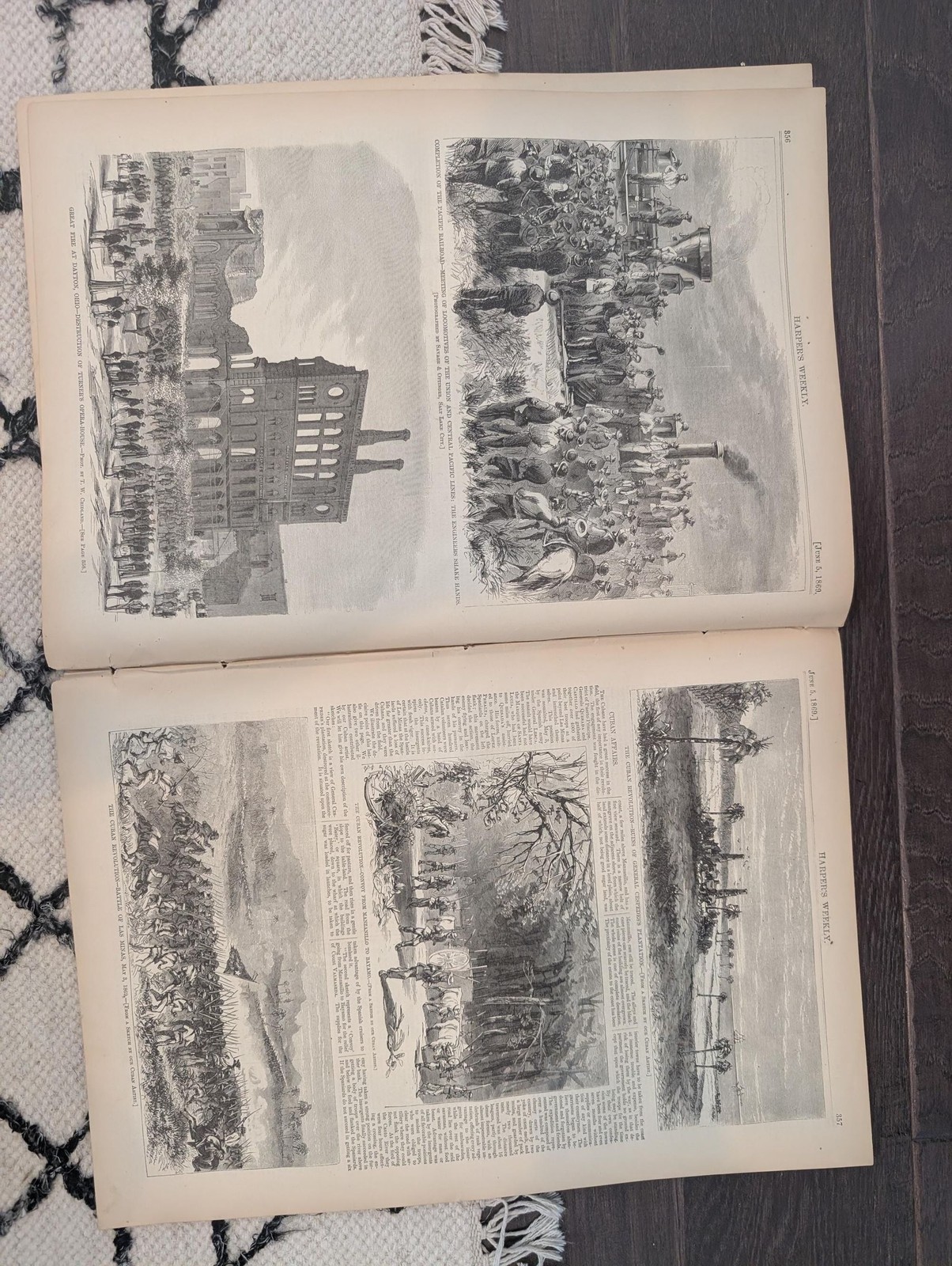 June 5 1869 Harpers Weekly, Transcontinental Railroad Completion, Cuban Revoluti