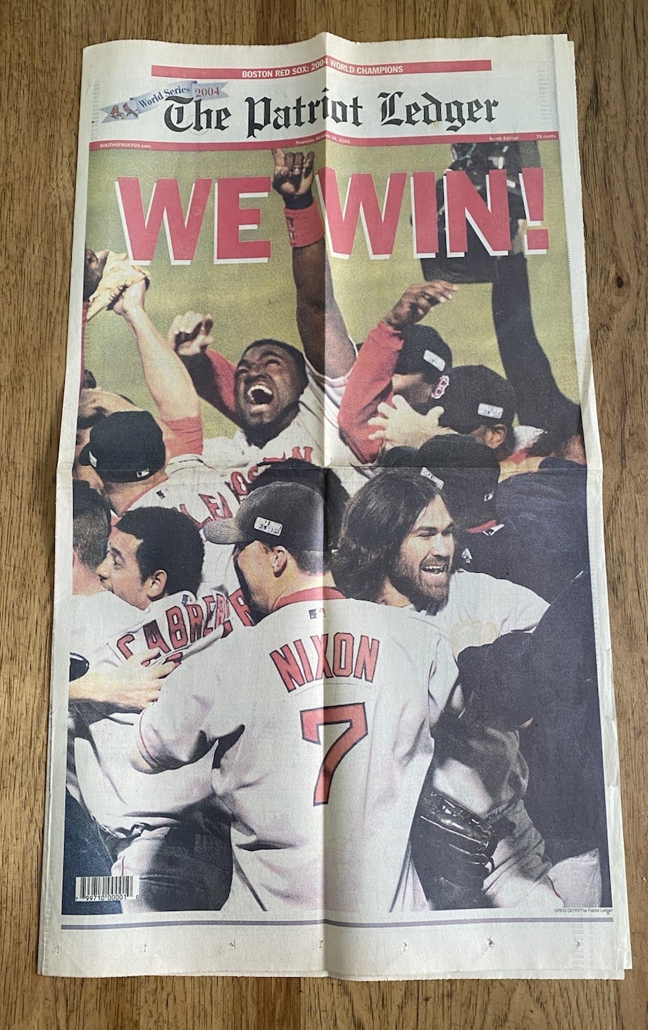 The Patriot Ledger Boston Area Newspaper Red Sox Win October 28, 2004