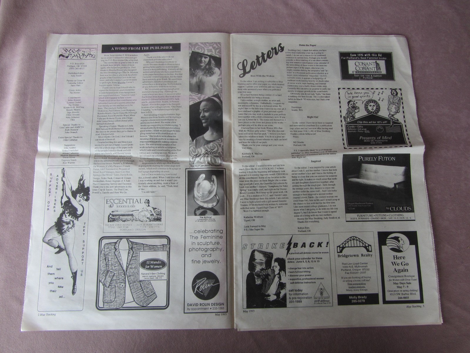 1993 Blue Stocking Newspaper Vol 1 # 5 * Feminist Radical Commentary Portland OR