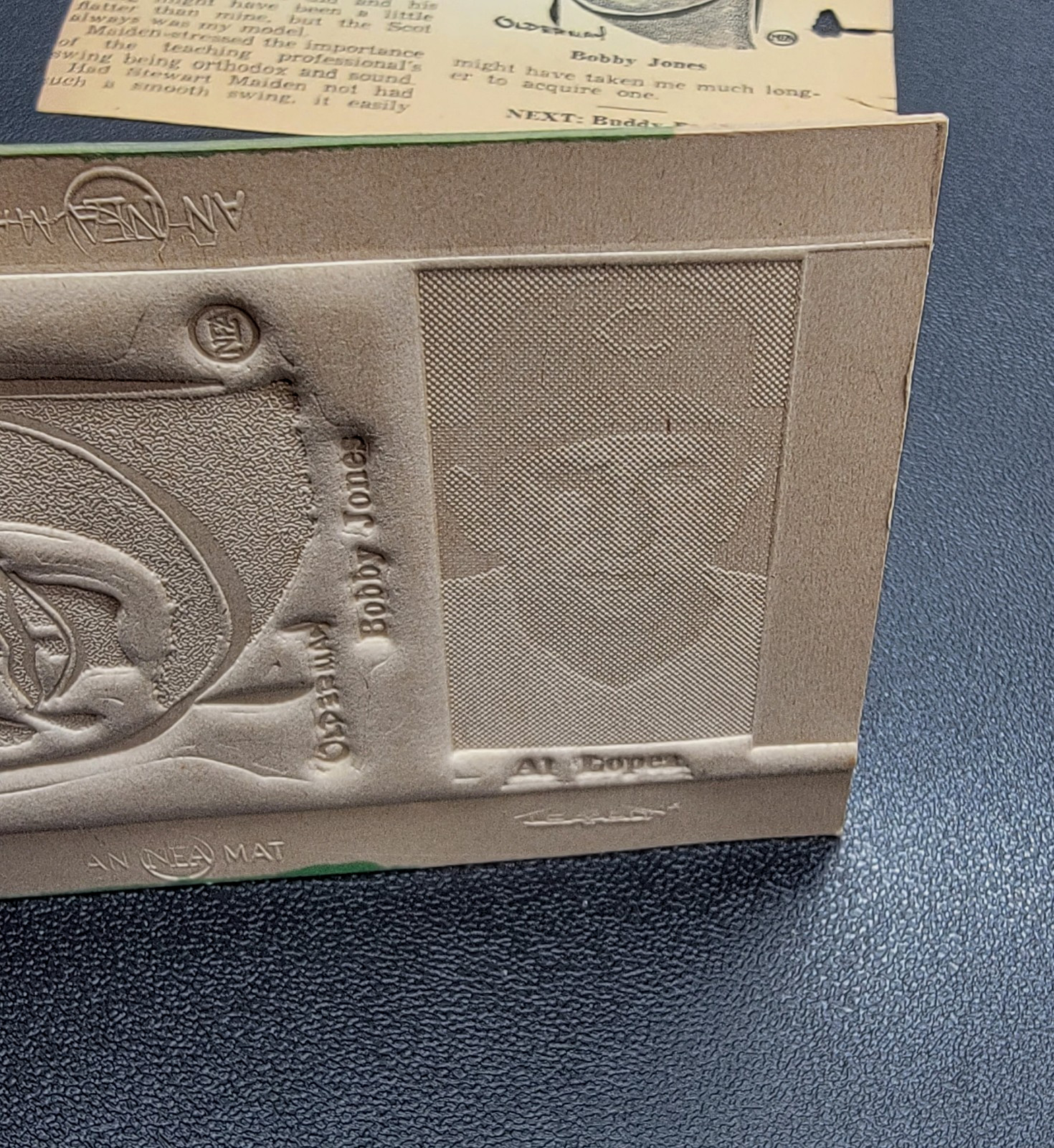 1950 HOF Golfer Bobby Jones MLB Al Lopez Newspaper Flong Mold Printing Plate