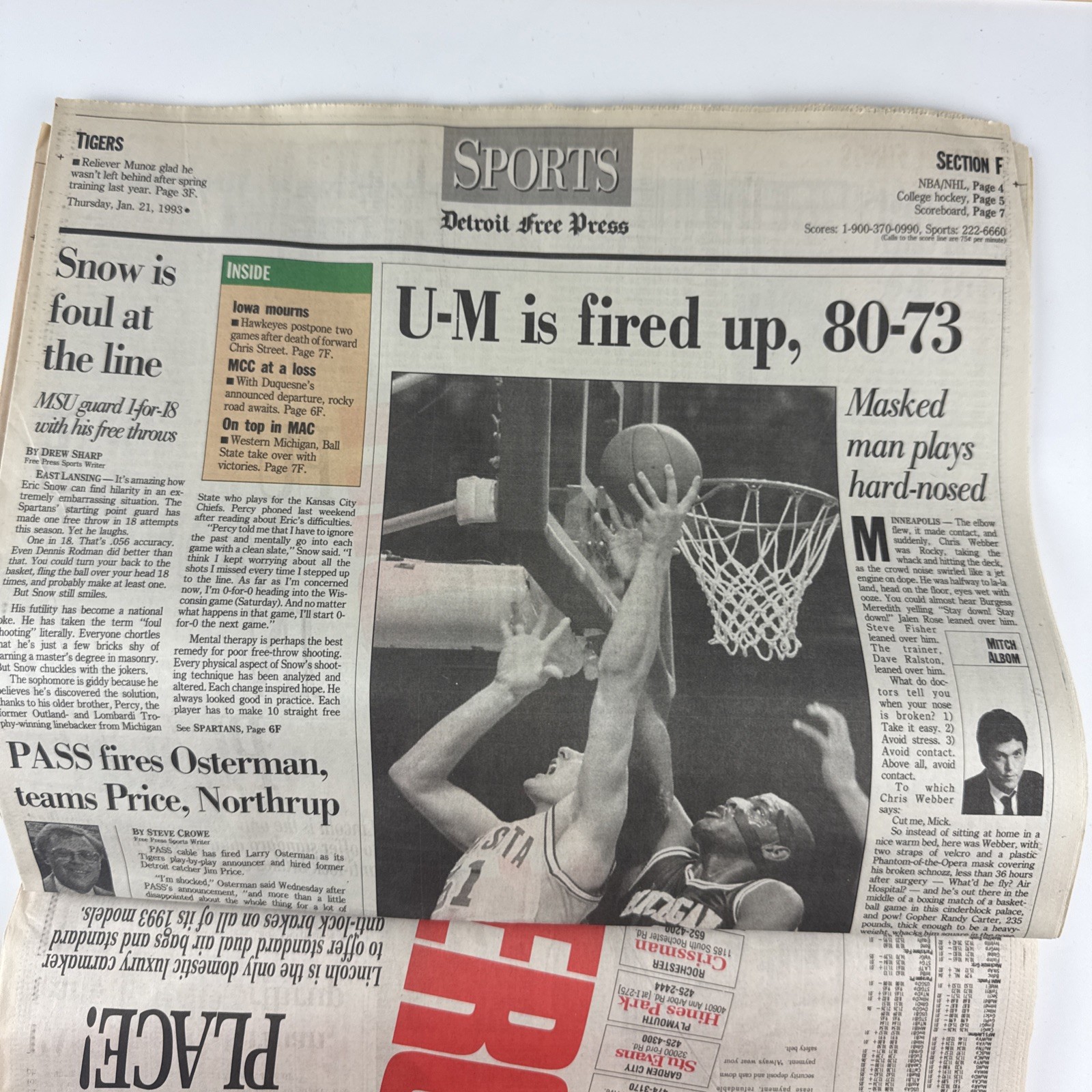 1993 Detroit Free Press Clinton Inauguration & Kevorkian Story Newspaper 1/21/93