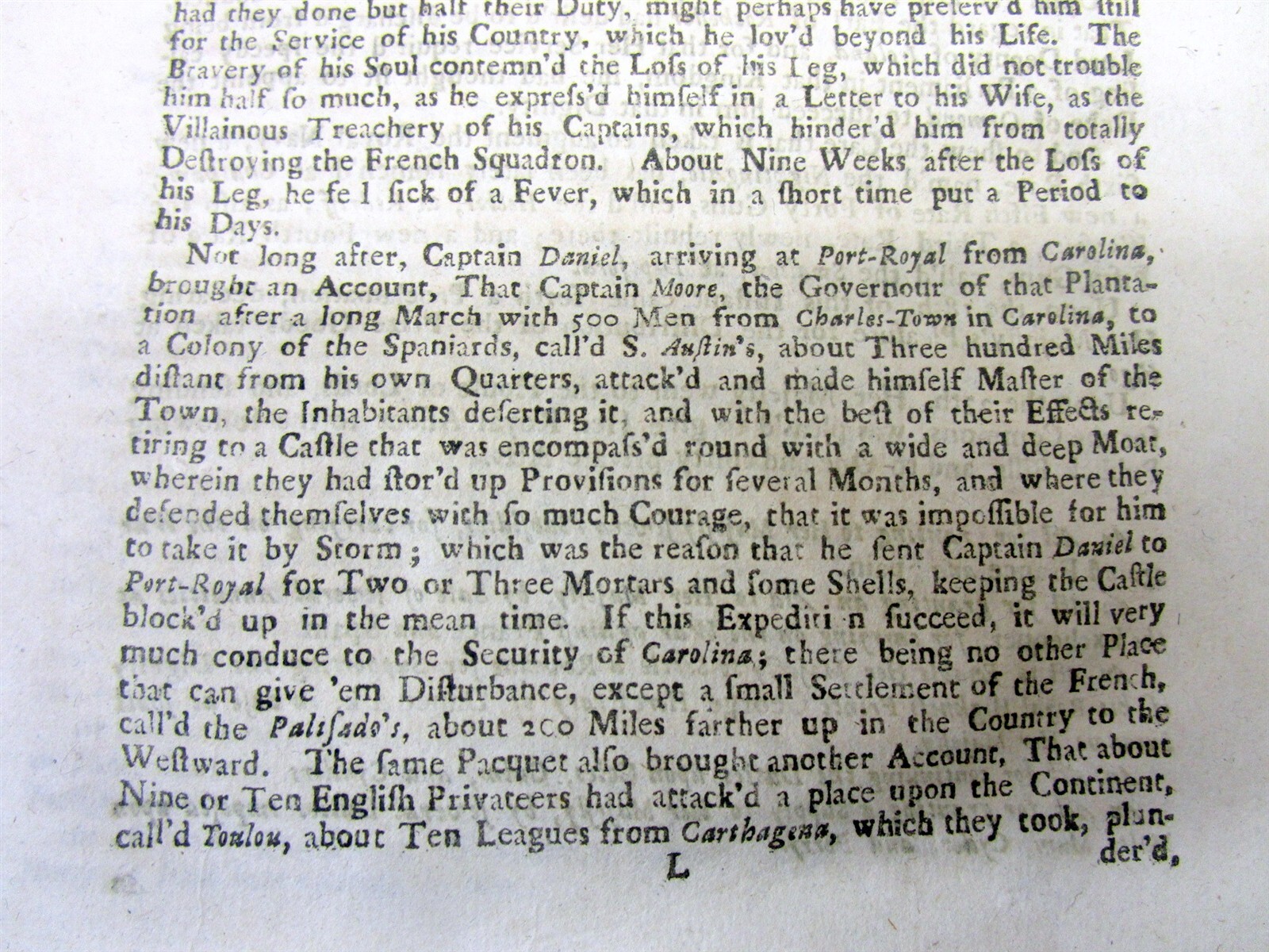 1703 newspaper / news book QUEEN ANNES WAR Colonial War in America NAVAL BATTLE