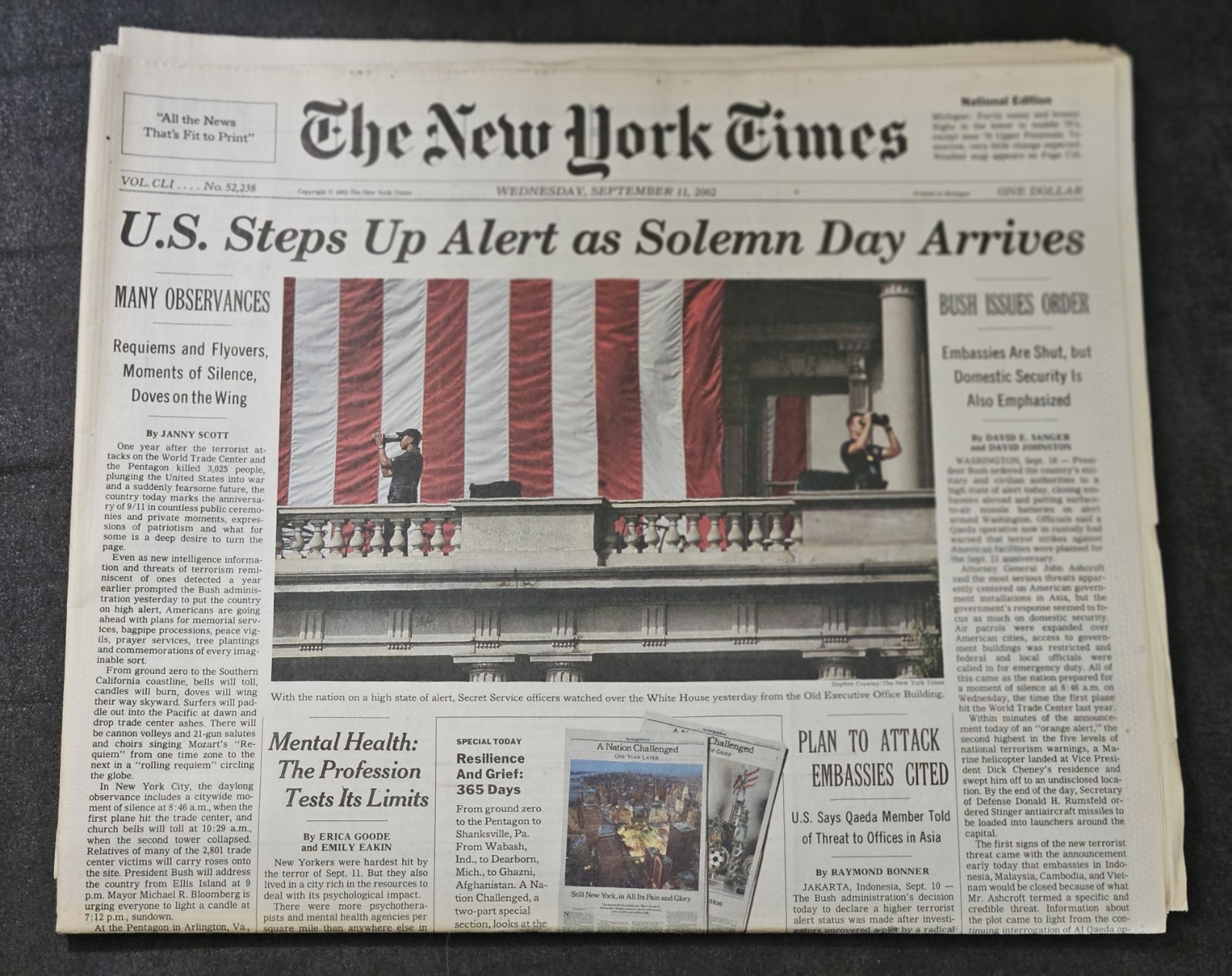 September 11, 2002 – New York Times Complete Newspaper 9/11 Anniversary
