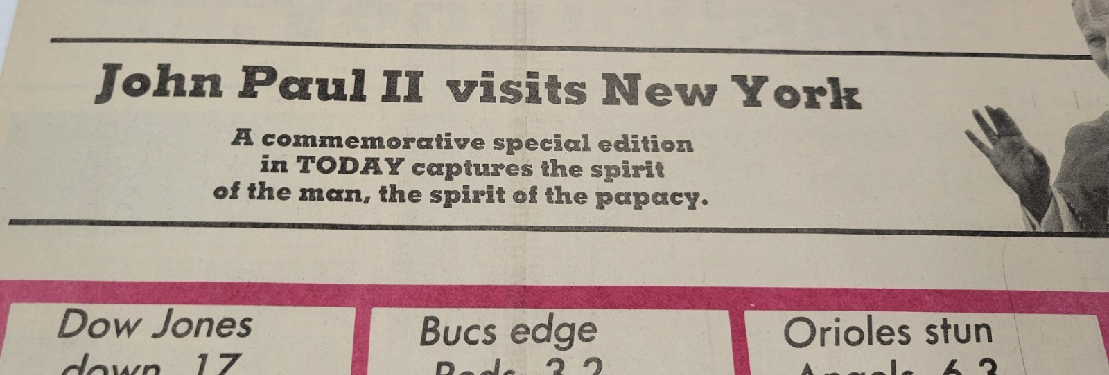 *L32) Today Newspaper October 4, 1979 Pope John Paul II Visits New York
