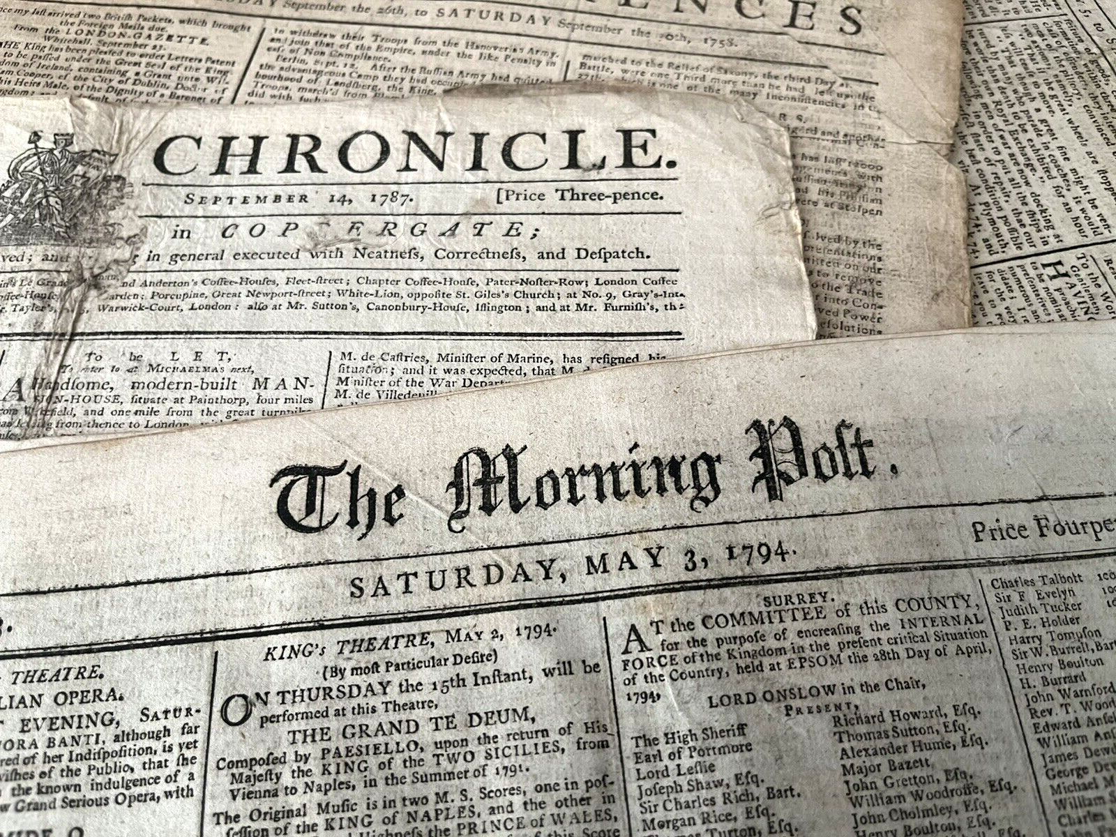 OLD NEWSPAPER FROM 1700s – Stock Prices, Historical Events, Trade, Economy, Wars