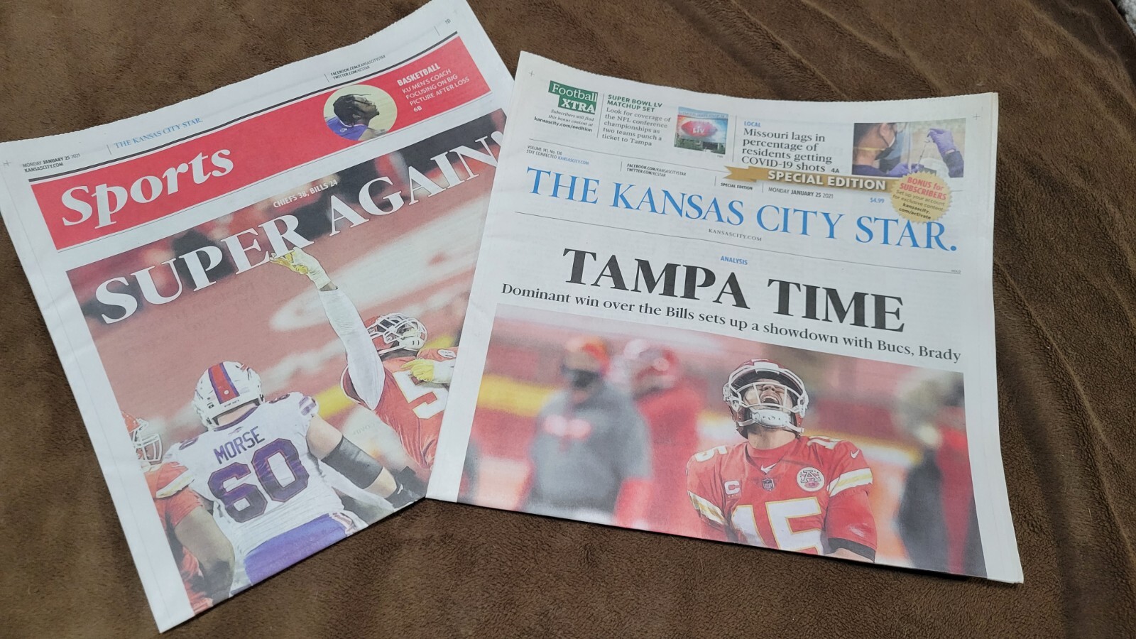 2021 Kansas City Star Chiefs TAMPA TIME Newspaper AFC CHAMPIONS Patrick Mahomes