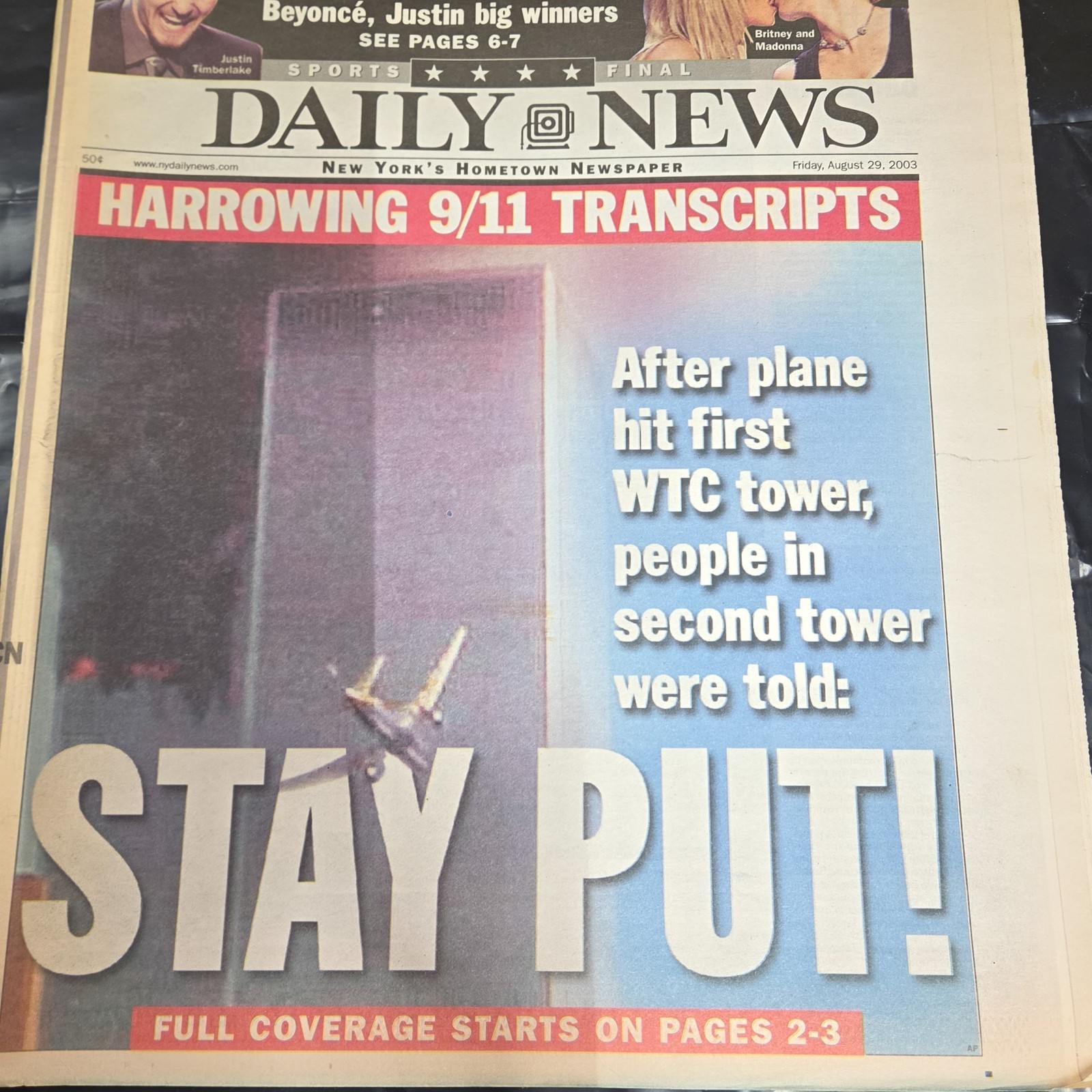 Daily News Aug 29 2003 Stay Put 9/11 Transcripts WTC NYC Newspaper