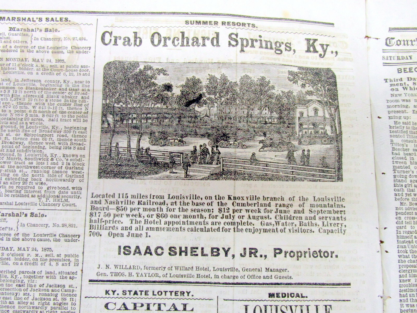 Rare original 1875 Louisville KENTUCKY Newspaper 150 years old-w illustrated ads