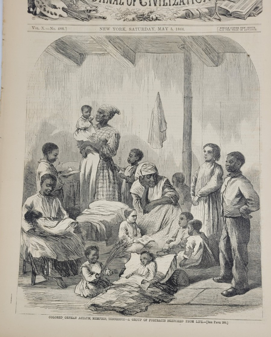 Harper’s Weekly 5/5/1866 Scenes from Memphis Tennessee / Orphanage Memphis Tenn.