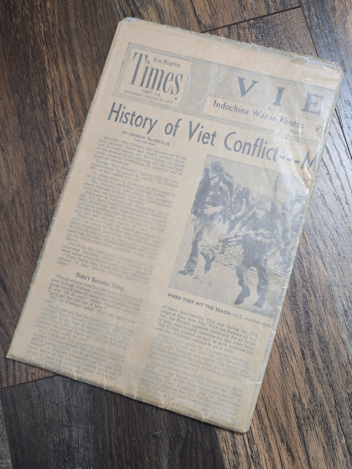 1973 LA Times Vietnam War Paris Peace Accords George McArthur Newspaper Saigon