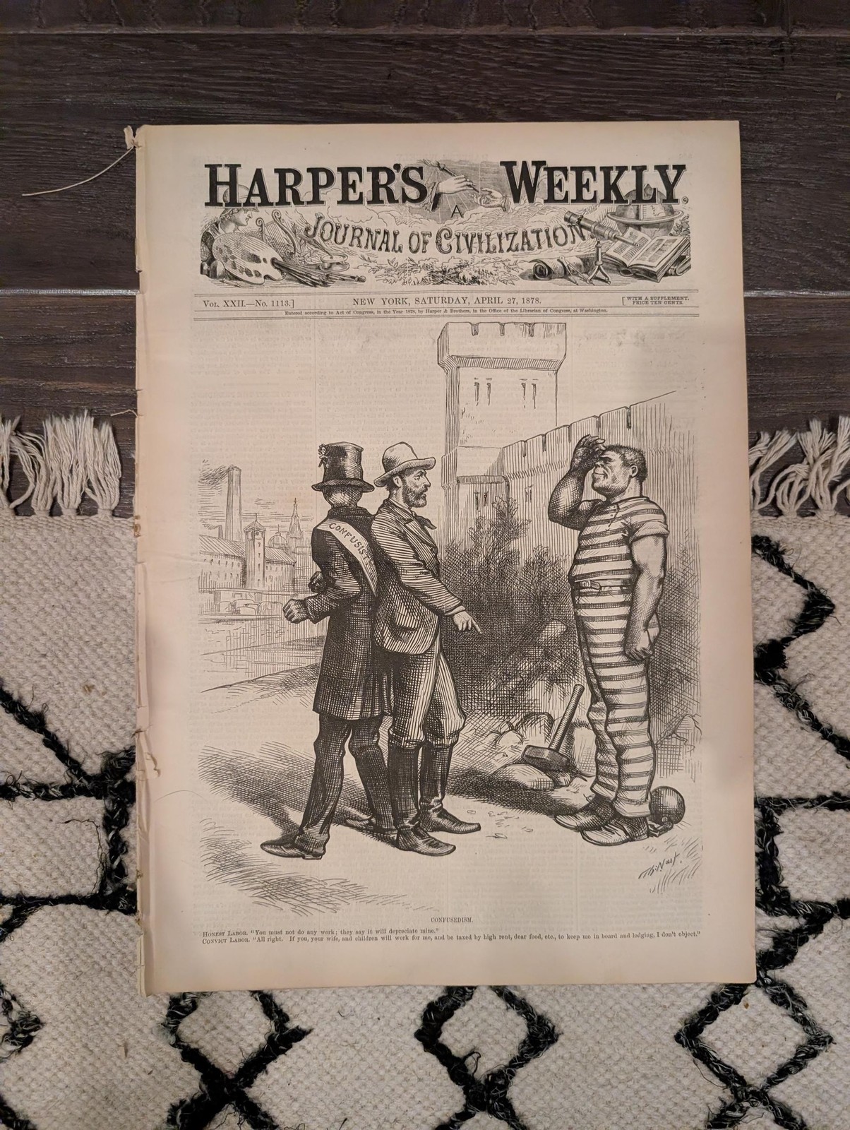 Harpers Weekly April 27, 1878 Thomas Nast Sooner or Later US Navy Training Ship