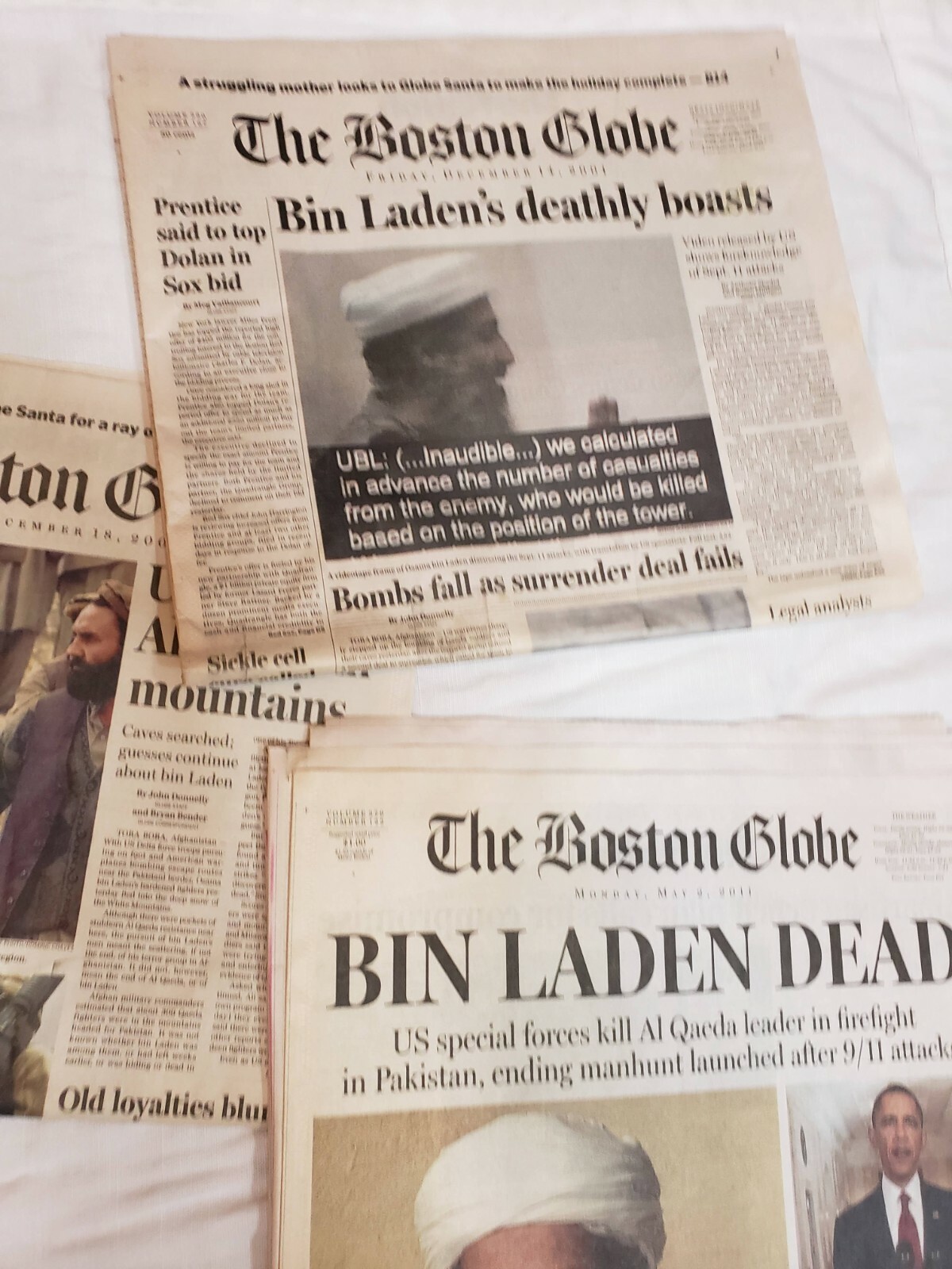 Large September 11, 2001 The Boston Globe Newspaper Lot – War on Terror Reports