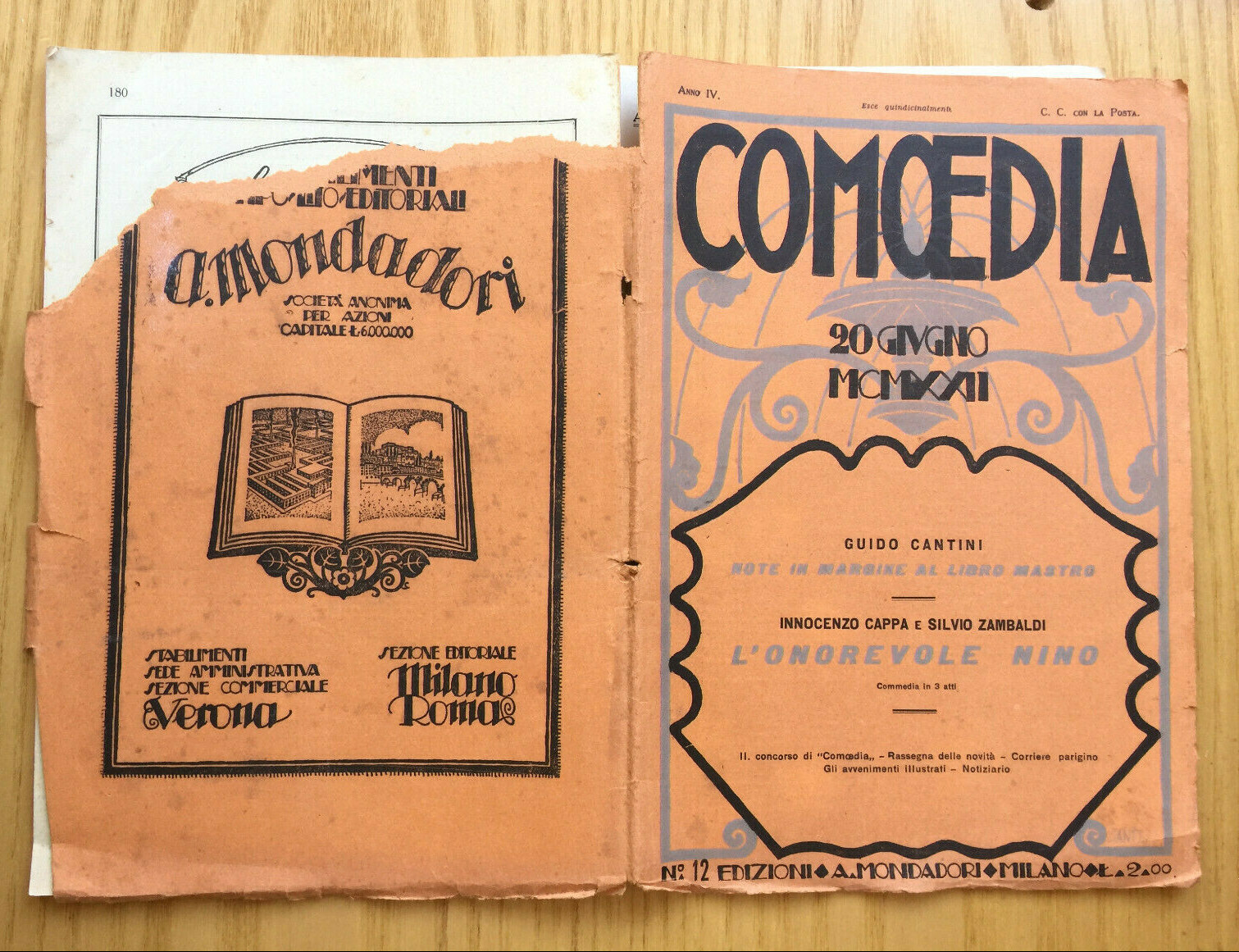 MONDADORI COMEDIA PERIODICO COMEDIA E VITA TEATRALE N° 12 1922 G. CANTINI 2/19