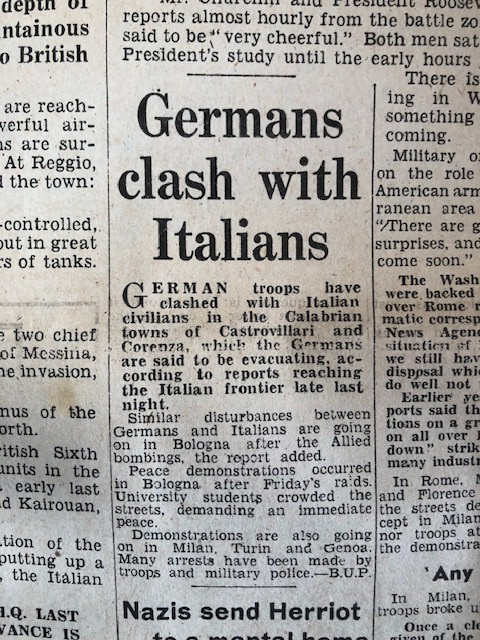 Italy Invaded Newspaper 1943